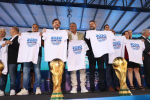 Conmebol oficializó su candidatura para el Mundial 2030 en el predio de la AFA. @Conmebol