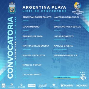 Convocados a la Selección Argentina de Fútbol Playa para la Copa América Rosario 2023